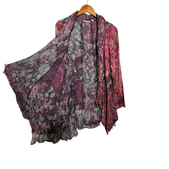 Artsy Gypsy Patchwork Whimsigoth Fairy Boho Long Cardigan Oversized Purple Small - Picture 5 of 12